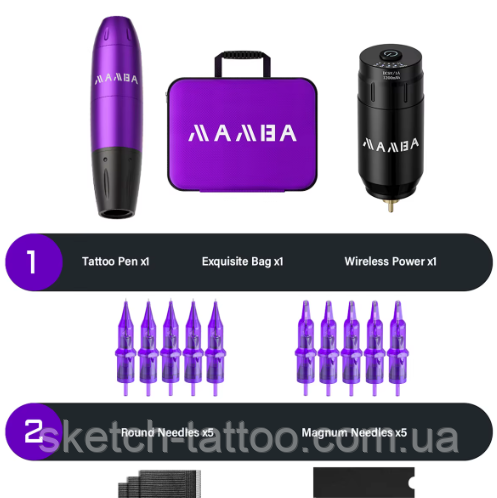 Беспроводной тату набор Mamba Tattoo  Mamba Tattoo Wireless Ki фото