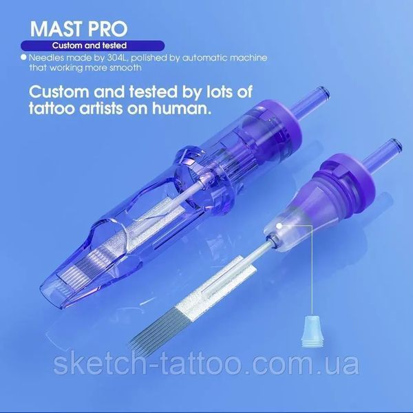 1209RM-1 (0,35 мм) Картриджі тату Mast PRO (тіні\зафарбування) 1 шт mast1209RM-1-000 фото