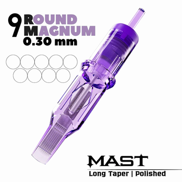 1009RM-2 (0,30 мм) Картриджі тату Mast PRO (тіні\зафарбування) 1 шт mast1009RM фото
