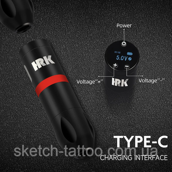 Тату набор с беспроводной тату-машинкой HRK с двумя аккумуляторами по 1500 мАч 00979900333 фото
