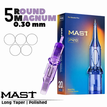 1005RM-1 (0,30 мм) Картриджі тату Mast PRO (тіні\зафарбування) 20 шт mast1005RM фото